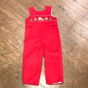 Mom & Me size 4 red Christmas smocked longall